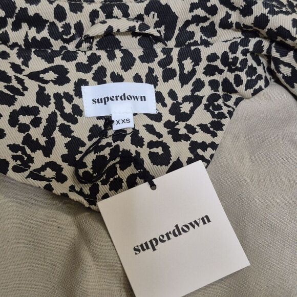 Revolve Superdown Double Breasted Trench Coat XXS Animal Print Belted Jacket - Picture 6 of 9